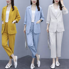 Women's Clothing Spring 2021 New Fashion Suit Two-Piece  Trend One Button Casual Shirt Blazer Tops And Pants Set zh150 2024 - buy cheap