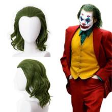 Peluca de Cosplay del Joker, cabello humano rizado verde sintético, Horror, payaso aterrador, utilería para Cosplay, envío rápido 2024 - compra barato