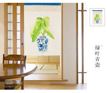 Novo estilo chinês clássico borboleta flor de ameixa janela cego água japonês algodão linho porta cortina varanda decoração para casa 2024 - compre barato