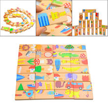 Kids Dominoes Toys Wooden Animal Puzzles Kids Game Gift for Children Kids 2024 - buy cheap