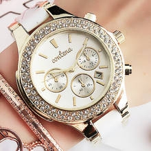 Contena geneva relógio de pulso feminino, relógio de pulso com pulseira de cerâmica branca, presente para mulheres 2024 - compre barato