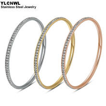 Pulseira luxuosa de aço inoxidável com strass, para mulheres, braceletes redondos, cristais de moda, joias para presente de casamento 2024 - compre barato