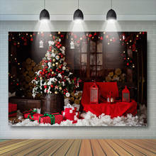 Christmas Tree Gifts Retro photography Backdrop Wood Wall Photo background Bells Background for photo studio 2024 - buy cheap