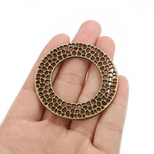 Accesorios de joyería DIY, colgante redondo hueco de bronce antiguo para hacer collares, 50x50mm, 5 uds. 2024 - compra barato