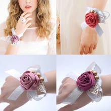 Artificial Wrist Flower Bridesmaid Bracelet Sisters Hand Flowers Prom Wedding Accessories Gifts For Guests Bridal Wrist Corsage 2024 - buy cheap