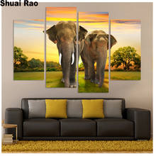 elephants Sunset landscape full square round drill 5d diy diamond painting mosaic embroidery diamond cross stitch 4pcs wall art, 2024 - buy cheap