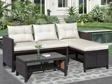8 IN 1 Garden Rattan Sofa Furniture Set Outdoor Coffee Table Patio Corner Sofas with Cushions Kits USA Fast Free Shipping 2023 - buy cheap