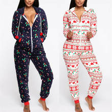 Family Women Holiday Romper Christmas Pyjamas Xmas Nightwear Jumpsuits Long Sleeve Hooded Ladies Winter Warm Sleepwear 2024 - buy cheap
