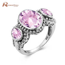 Anillo de cristal rosa para mujer, Anillos de piedras preciosas de plata 925, joyería femenina ovalada, Anillos finos de platino, regalo para niña, venta directa 2024 - compra barato