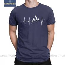 Футболка для мужчин, футболка с надписью «горный In My Heartbeat» для пеших прогулок, Забавные футболки с графикой и вырезом лодочкой, 100% хлопок, одежда в подарок 2024 - купить недорого