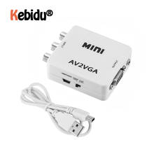 Mini adaptador de conversor de vídeo hd av2vga, conversor cvbs av branco para vga, conversor de vídeo com áudio de 3.5mm para pc hdtv 2024 - compre barato