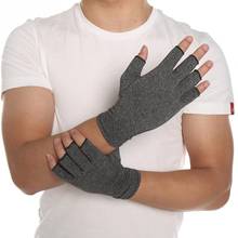 Luvas de algodão para alivio de dor nas articulações, 1 par de luvas de compressão para mãos e homens, terapia de dedos abertos 2024 - compre barato