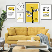 Vida moderna citações imagem decoração de casa nordic pintura da lona parede arte cartaz dos desenhos animados viagem ferramenta amarelo decoração impressão para o quarto 2024 - compre barato