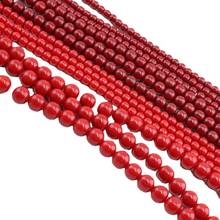 Miçangas para pulseiras e colares, acessórios para confecção de joias, redondos, coral vermelho, 4mm, 6mm, 8mm, 10mm, 1 fio 2024 - compre barato