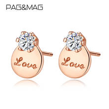 PAG&MAG Created Cubic Zirconia Letters Love Stud Earrings Sterling Silver 925 Earrings For Women Geometric Jewelry SE0060 2024 - buy cheap