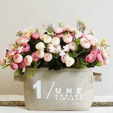 Jarrones de flores artificiales de imitación para decoración del hogar, ramo pequeño de rosas de té, 5 tenedores, venta al por mayor 2024 - compra barato