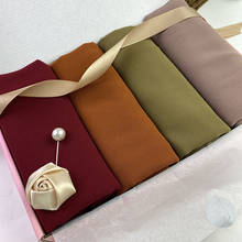 Women Gifts Plain Hijab Heavy Chiffon Scarf Box Wrap Solid Color Shawls Headband Muslim Hijab Headscarf 2024 - buy cheap