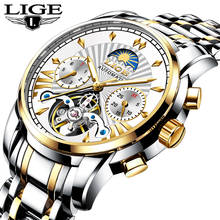 Lige-novo relógio mecânico masculino de luxo, automático, clássico, executivo, à prova d'água 2024 - compre barato