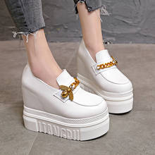 Creepers-zapatos de plataforma informales para mujer, calzado con cadena de tacón alto, de charol, sin cordones, otoño 2024 - compra barato