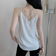 Shintimes Summer Casual Tops For Women Crop 2020 Sexy Sleeveless White Camisoles Pullover Chiffon Loose Tank Top Clothes Black 2024 - buy cheap