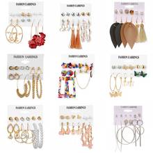 EN Fashion Pearl Gold Earrings Set For Women Acrylic Flower Drop Earring Vintage Geometric Circle Earrings 2020 NEW Jewelry 2024 - buy cheap