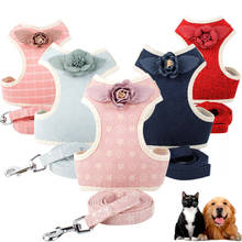 Fashion Flower Pet Harness Dog Leash Set Air Nylon Mesh Puppy Small Dogs Cat Vest Flower Clothes Accessories Dog Vest Chihuahua 2024 - buy cheap