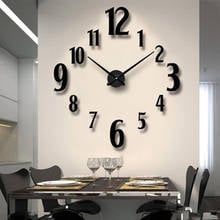 Relógio de parede grande de quartzo, para decoração diy, com espelho e adesivo de acrílico, para cozinha 2024 - compre barato