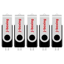 J-boxing micro pendrive usb, 5 peças, porta dupla otg, 8gb, 16gb, 32gb, 64gb, giratório, para samsung, huawei, tablet 2024 - compre barato