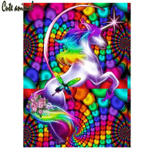 puzzles sticker,color unicorn,diy 5d diamond painting full square round crystal embroidery diamond mosaic cross stitch patterns 2024 - buy cheap