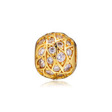 Cuentas de cristal con brillo dorado para mujer, abalorios de plata 925 con diseño brillante para fabricación de joyas 2024 - compra barato
