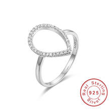 Anel original 100% de prata esterlina para mulheres, anel vazado de prata esterlina 925 para mulheres, joia fofa para presente de menina 2024 - compre barato