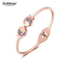 ZooMango Trendy Double Fish Stainless Steel Bangles Bracelets For Women Girls CZ Crystal Cuff Bangle Bracelet Jewelry ZB19064 2024 - buy cheap