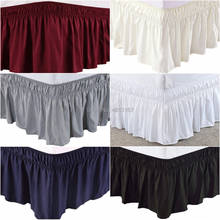 Wrap Around Bed Skirt Elastic Dust Ruffled 3 Fabric Sides Easy Fit Wrinkle & Fade Resistant Solid Color 15" Drop Full Queen King 2024 - buy cheap