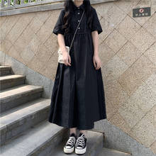 2020 novo estilo de verão curto-mangas compridas vestido de corpo inteiro estilo coreano solto vestido preto mulher vestido de mujer femme robe 2024 - compre barato