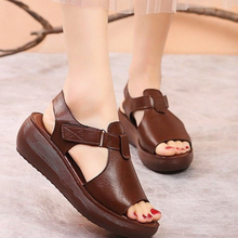 Sandalias marrones oscuras de cuero para Mujer, zapatos de plataforma, calzado de verano, 2021 2024 - compra barato