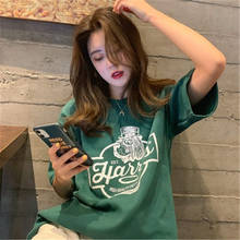 Women Cotton Basic T-shirts Summer Printed Loose Oversize Korean Style Short Sleeve Tops Tees Femal Casual  T Shirt 2024 - buy cheap