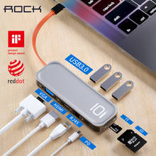 Док-станция ROCK USB C разветвитель на несколько USB 3,0 HDMI VGA RJ45 адаптер док-станция для MacBook Pro 13 USB-C Type C 3,1 разветвитель 3 порта USB C разветвитель 2024 - купить недорого