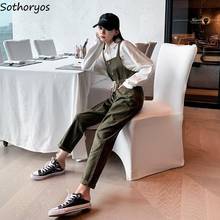Комбинезоны женские весенние однобортные на завязках в Корейском стиле с карманами BF тонкие элегантные однотонные уличные студенческие женские универсальные 2024 - купить недорого