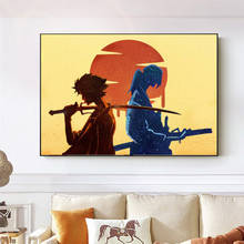 Póster de Samurai con acuarela e impresiones, lienzo de Anime Champloo, imágenes artísticas de pared para dormitorio, decoración del hogar, Cuadros 2024 - compra barato