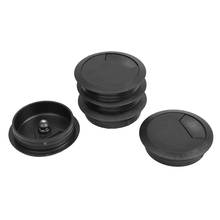 5 peças preto 70mm dia redondo cabo plástico buraco capa para mesa do computador 2024 - compre barato