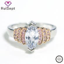 HuiSept-Anillo de plata de primera ley y circón para mujer, sortija, plata esterlina 925, Circonia cúbica, zirconia, circonita, zirconita, zirconita, circón, fiesta de compromiso 2024 - compra barato