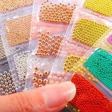 Mini bola de acero de Caviar para decoración de uñas, accesorios para uñas, cuentas de Metal mixto doradas y plateadas, 0,8-3,0mm, 6 paquetes 2024 - compra barato