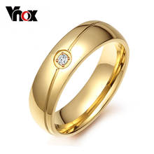 Vnox-anillos de boda de 6mm para hombre y mujer, ajuste de puntas, piedra CZ, Color negro y dorado 2024 - compra barato
