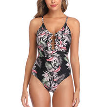 Vintage Floral Print One Piece Swimsuit Swimwear Women Beach Bodysuit One-Piece Bathing Suit Women's Monokini Female Swim Suit 2024 - buy cheap