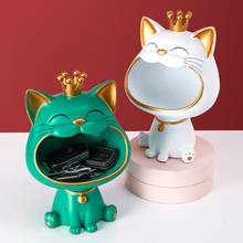 Gato sorte estátua escultura mesa decoração em miniatura estatueta chave sundries caixa de armazenamento moderna sala estar mesa decoração casa 2024 - compre barato