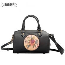 SUWERER genuine women hand made leather bag carved top cowhide fashion luxury women leather bag famous brand women designer bag 2024 - buy cheap