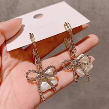 2022 New Arrival Trendy shiny Crystal Bowknot Women Drop Earrings elegant sweet Long tassels Korean Earrings Jewelry 2024 - buy cheap