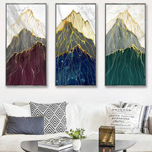 Modern Abstract Landscape Picture Home Decor Canvas Painting Wall Art Marble Texture Golden Mountain Prints and Posters 2024 - buy cheap