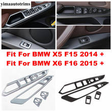 Con apariencia de fibra de carbono/mate accesorios para el coche accesorios de Panel de botones para abrir ventanas recorte cubierta para BMW X5 F15 2014 - 2019 / X6 F16 2015 - 2019 2024 - compra barato