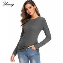 YMING Spring Autumn Sweater Women Casual Slim O-neck long Sleeve Solid Color Slim Tops Sexy Pullover Knitted Sweaters 2024 - buy cheap